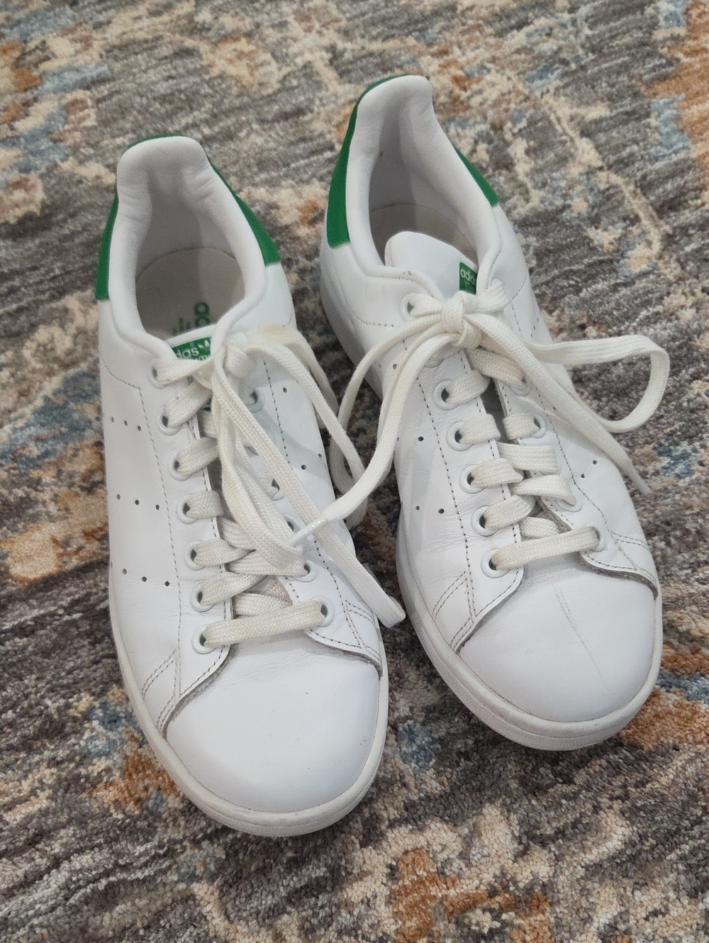 Adidas Stan Smith White and Green Women's Tennis Sneakers